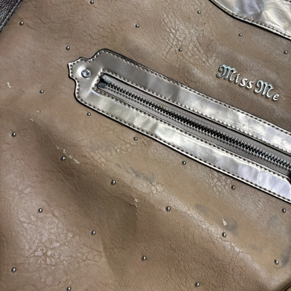 MISS ME Shoulder Bag Tote Grunge Purse Y2K Gold Metallic